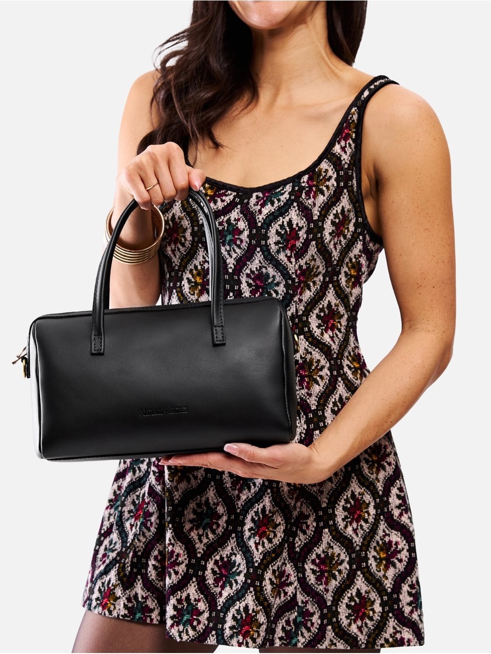 Portland Leather Black Messenger Bag with Top Handles- Oversized